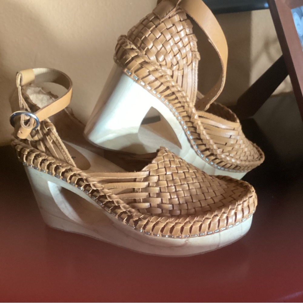 Free People Tan Woven Sandals NWT on the bottom. Original price $225
